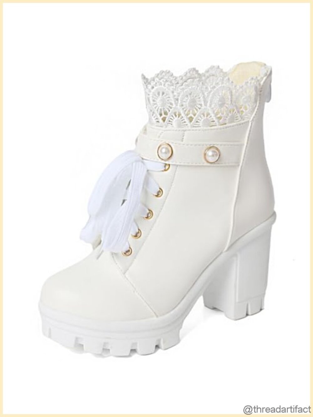 Women's Platform Combat Boots Chunky Heel Ankle Booties Lace Buckle